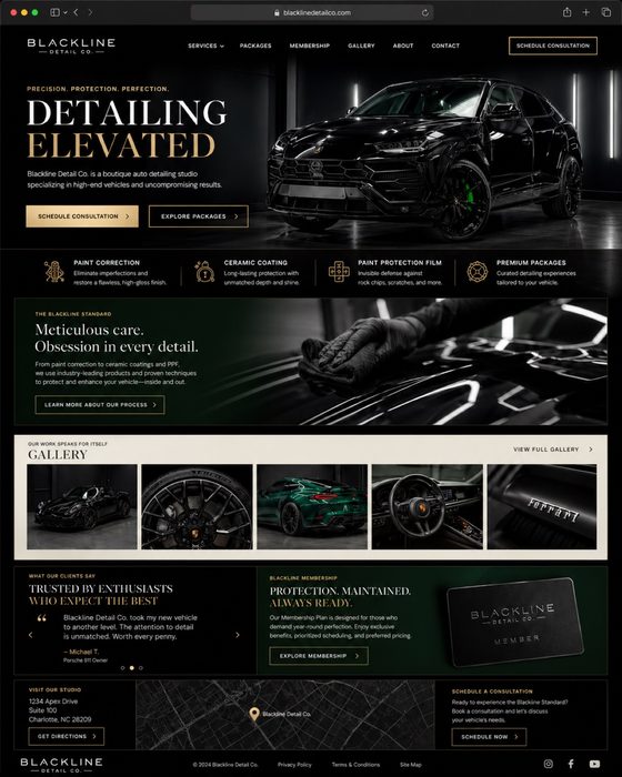 Blackline Detail Co. — auto detail website example