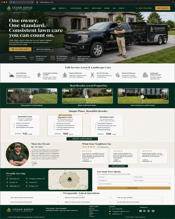 Cedar Ridge Lawn & Landscape — landscaping website example