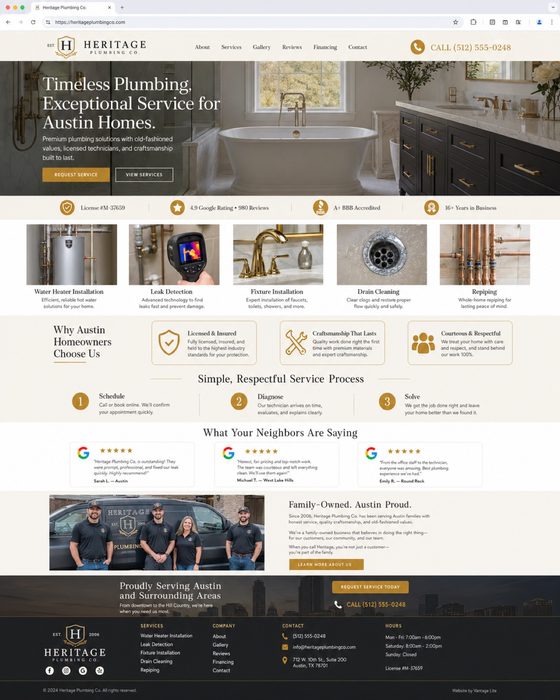 Family Plumbing — plumbing website example